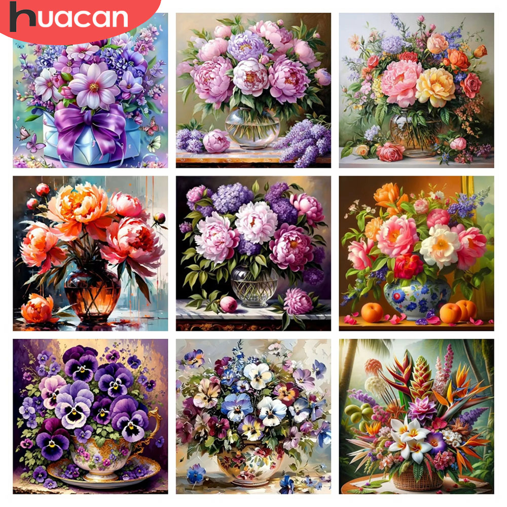 Resin Art Wallpaper - Huacan 5d diamante mosaico rosa flor
