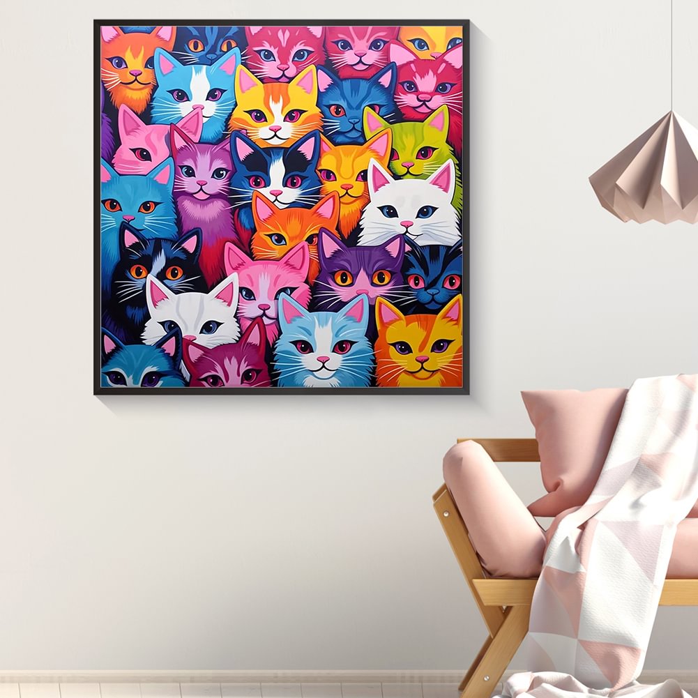 Resin Art Baby - Pintura diamante família colorido bebê gato