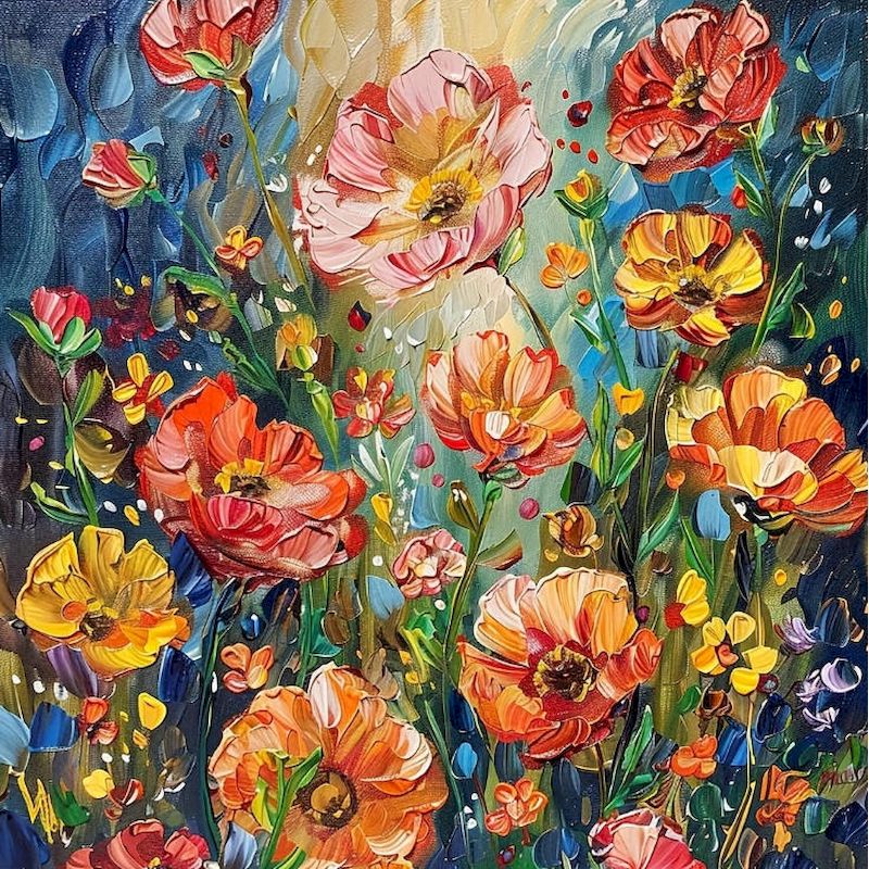 Resin Art Wallpaper - GATYZTORY Pintura Diamante de Flores Arte