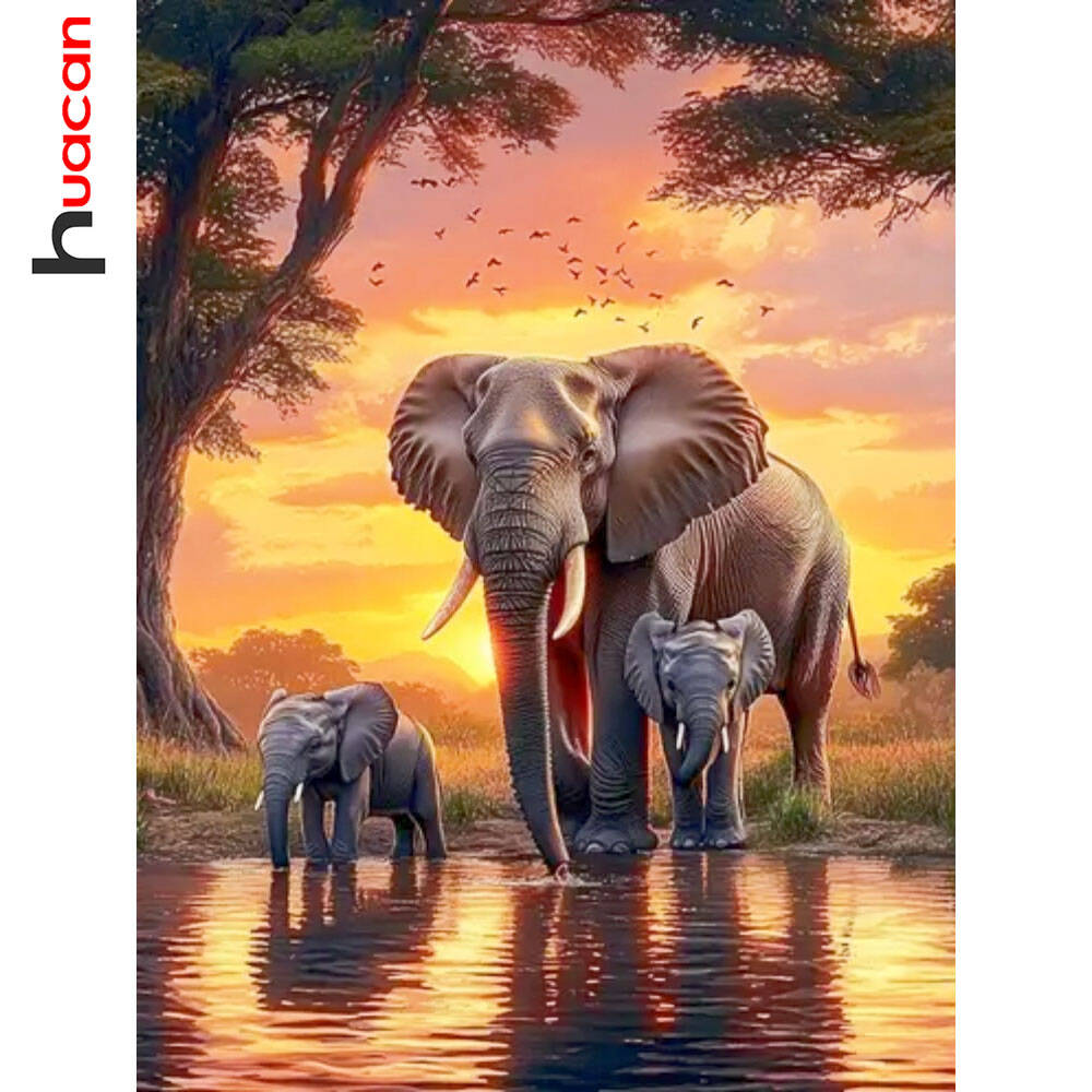 Huacan elefante pôr do sol pai - Resin Art Wallpaper avaliação e preço